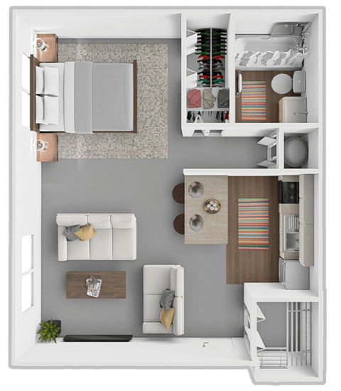 Floor plan for studio, 1 bath, 508 sqft